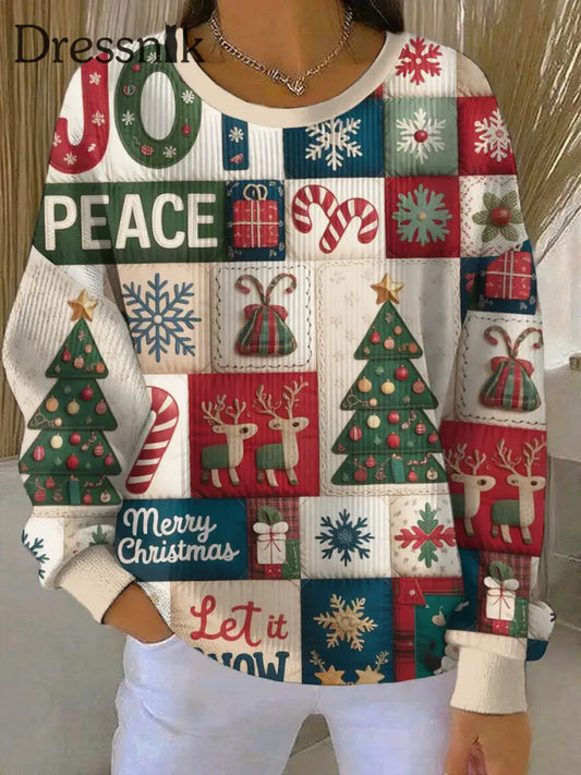 Damen Sweatshirt mit frohem Weihnachts druck als bild / S