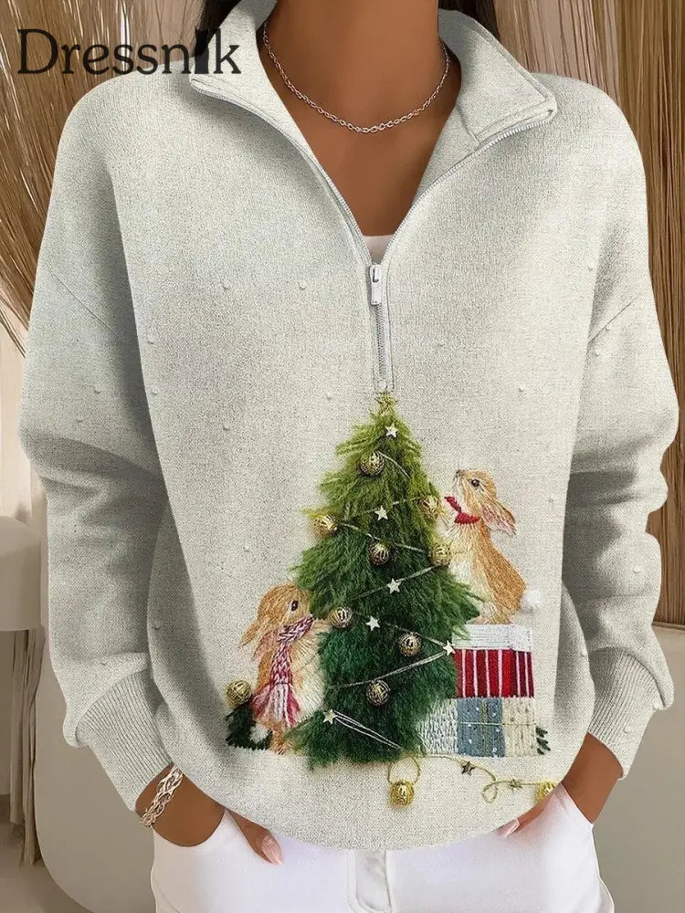 Damen Sweatshirt mit frohem Weihnachts druck als bild / S