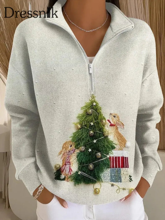 Damen Sweatshirt mit frohem Weihnachts druck als bild / S