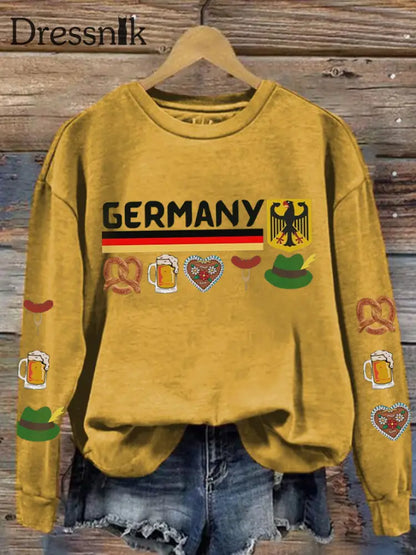 Damen-Sweatshirt mit Germamie bedrucktes lässiges langärmliges Sweatshirt Gelb / S