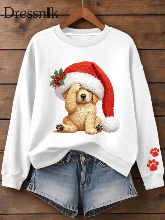 Damen Sweatshirt mit Weihnachts druck Weiß / S