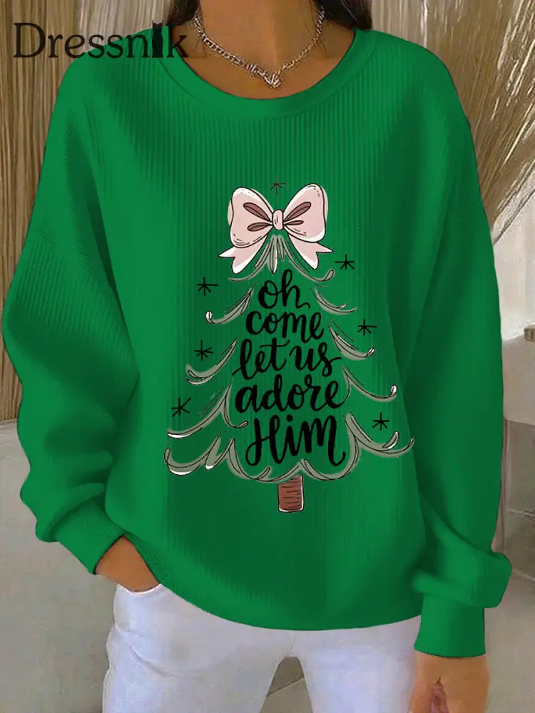 Damen-Sweatshirt ’Oh komm lass uns ihn verehren’ Grün / S