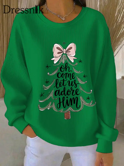 Damen-Sweatshirt ’Oh komm lass uns ihn verehren’ Grün / S