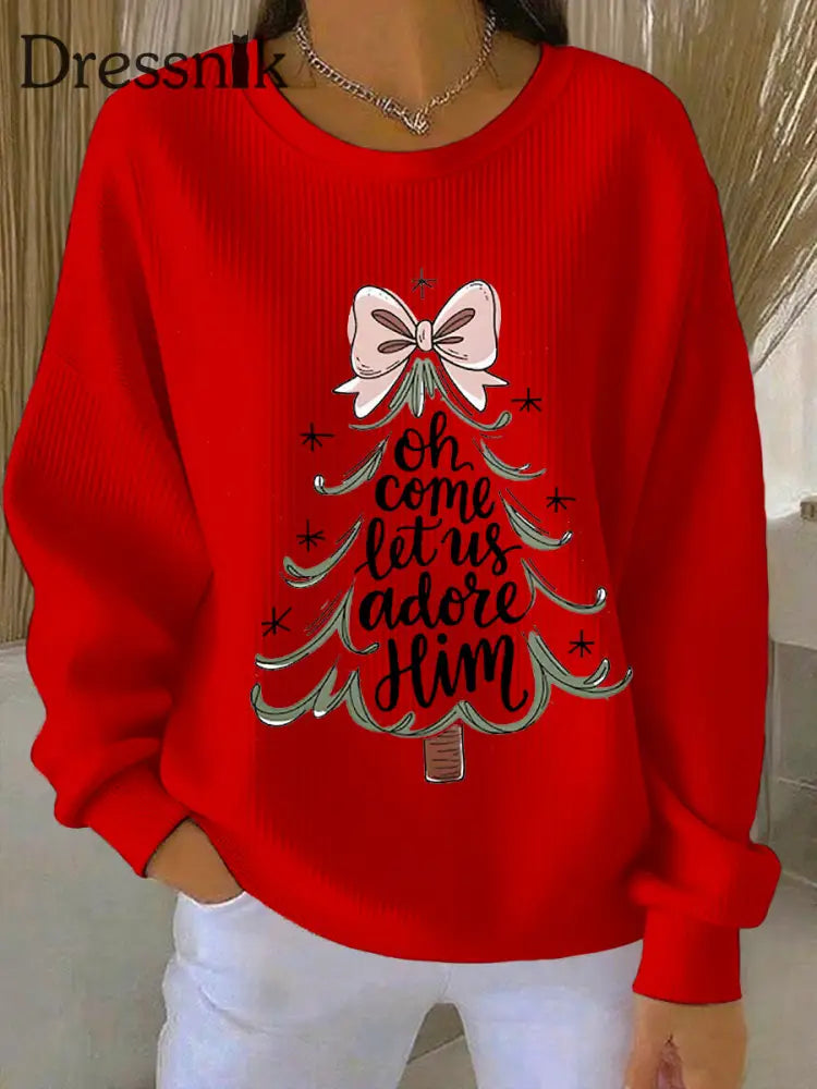 Damen-Sweatshirt ’Oh komm lass uns ihn verehren’ Rot / S