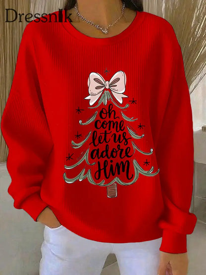 Damen-Sweatshirt ’Oh komm lass uns ihn verehren’ Rot / S
