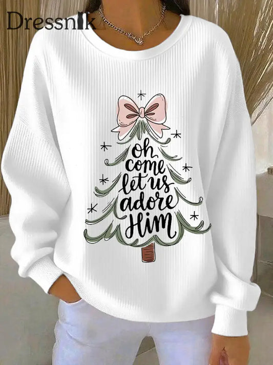 Damen-Sweatshirt ’Oh komm lass uns ihn verehren’ Weiß / S