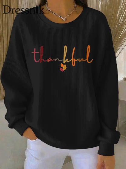 Damen Thanksgiving Print Casual Sweatshirt Schwarz / S