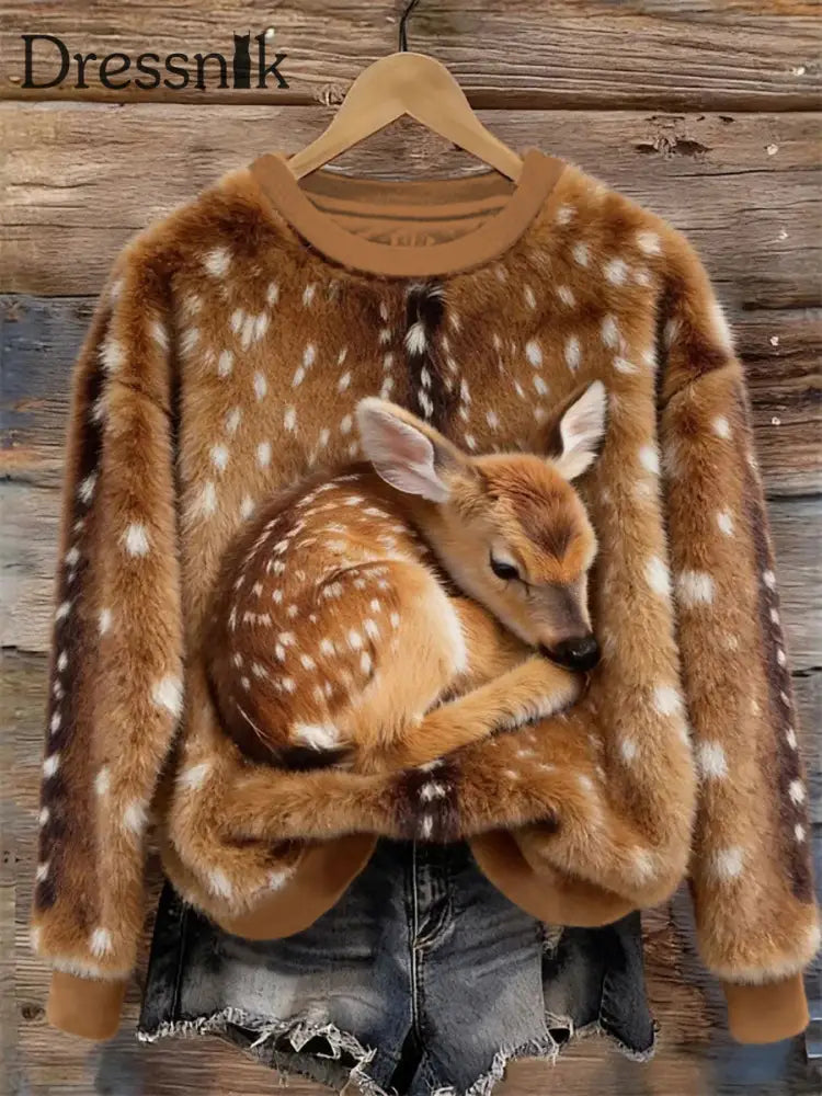 Damen-Tier-Kunst-Druck lässig Sweatshirt als bild / S