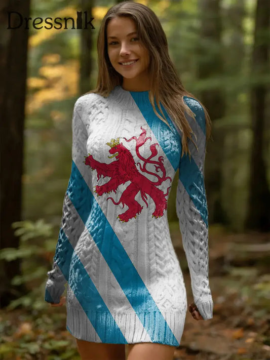 Damen Vibrant Luxemburg Lion Gestreiftes Gestricktes Kleid mehrfarbig / S