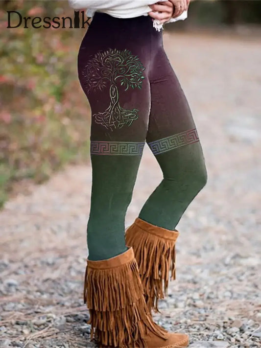 Damen Viking Life Of Tree Art Leinen druck lässige Unterteile als bild / S