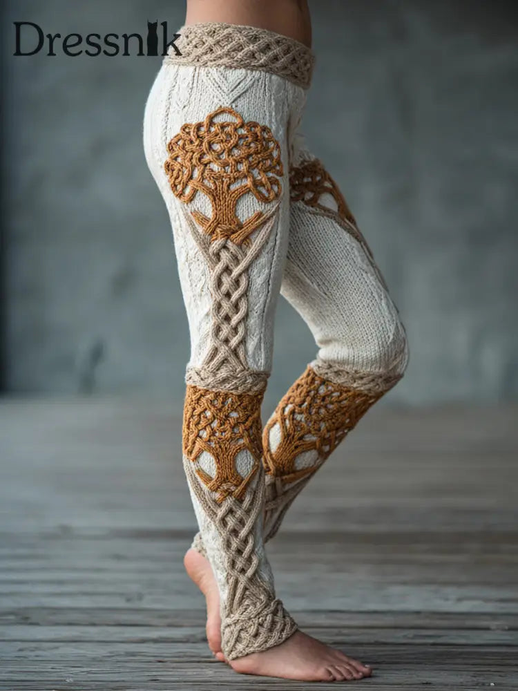 Damen Vintage Baum des Lebens Muster Gemütliche Leggings als bild / S