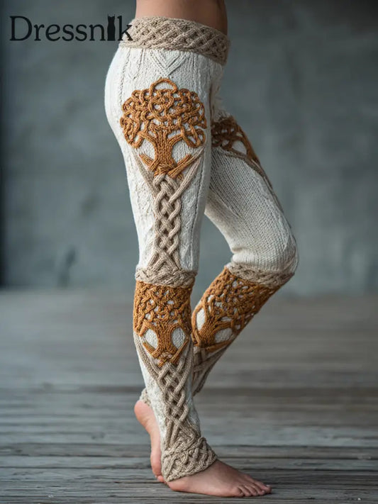Damen Vintage Baum des Lebens Muster Gemütliche Leggings als bild / S