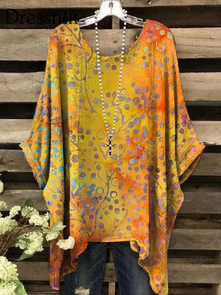 Damen Vintage Floral Print Casual Top als bild / S