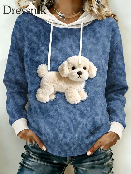 Damen Vintage Hunde druck Casual Sweatshirt als bild / S