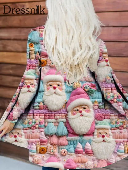 Damen Vintage Jacke Mit Langen Ärmeln Auf Dem Weihnachts Mann