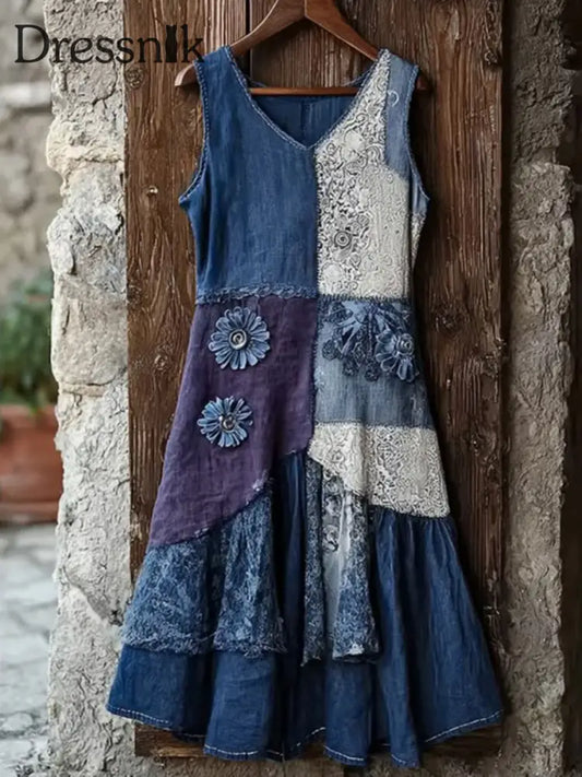 Damen Vintage Lila Lavendel Alzheimer Krankheit Kunst Freizeit kleid als bild / S