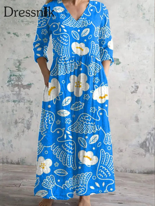 Damen Vintage Peace Dove Kunstdruck Kleid als bild / S