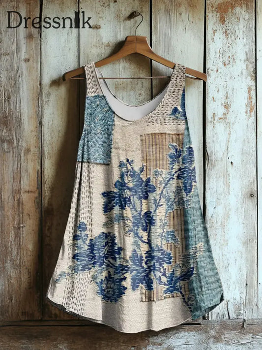 Damen Vintage Pflanzen Blumen Freizeit weste als bild / S