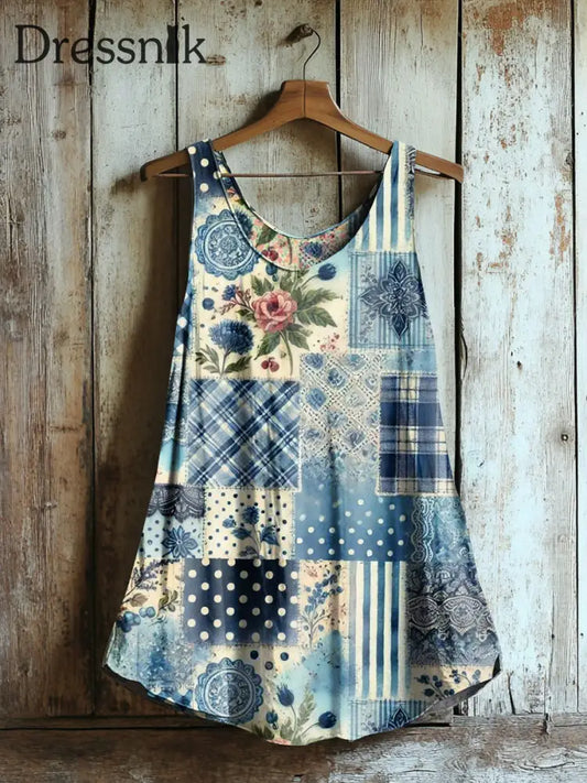 Damen Vintage Pflanzen-Blumen weste hellblau / S