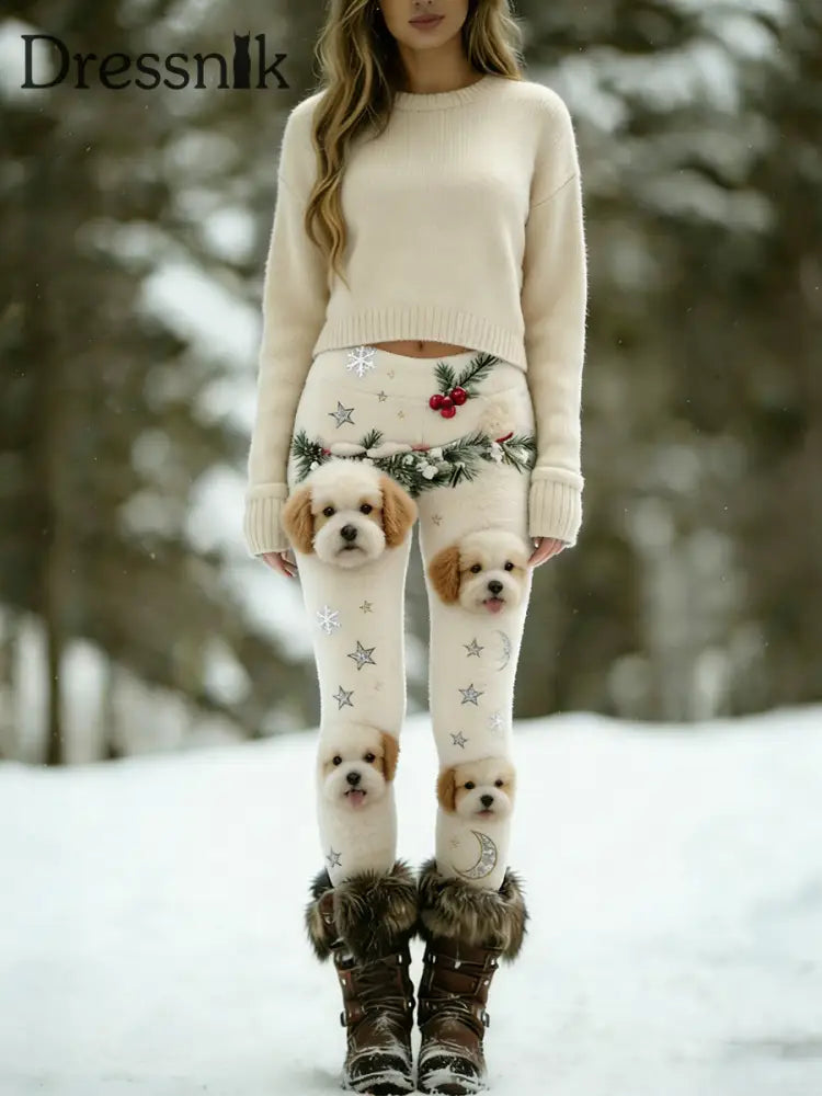 Damen Vintage Tier kunst druck bequeme Leggings A / S