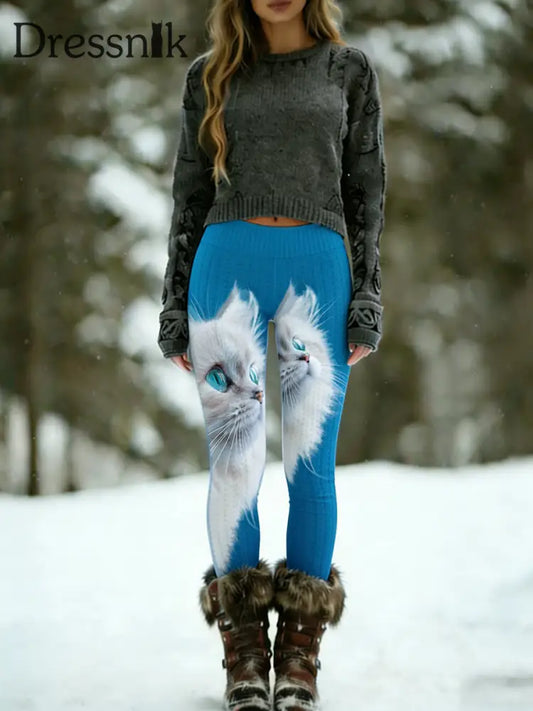 Damen Vintage Tier kunst druck bequeme Leggings A / S