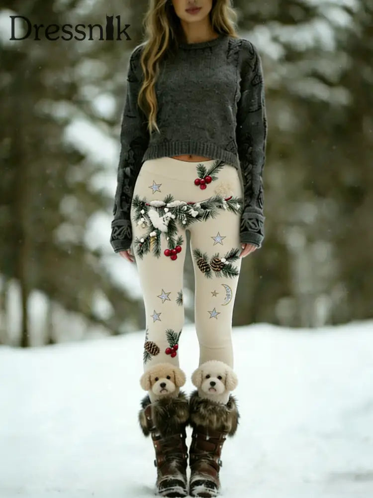 Damen Vintage Tier kunst druck bequeme Leggings A / S