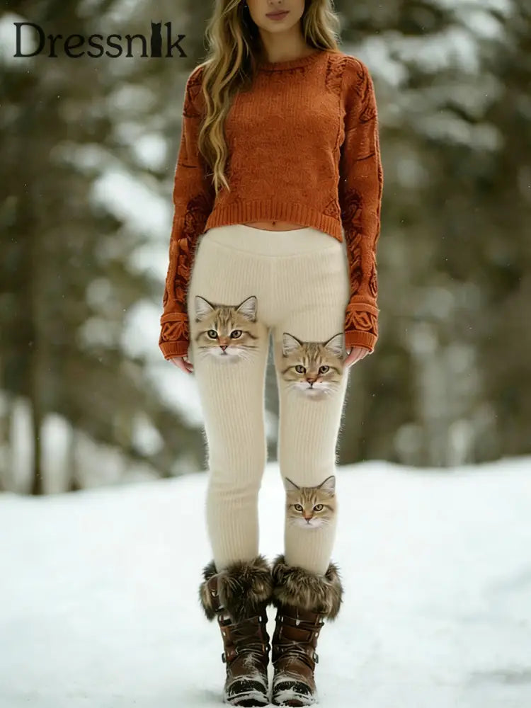 Damen Vintage Tier kunst druck bequeme Leggings A / S