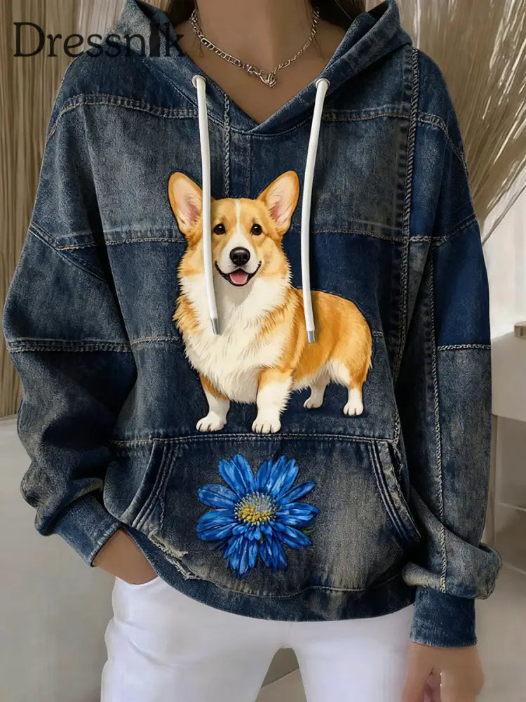 Damen Vintage Tier kunst druck Casual Retro Hoodie A / S