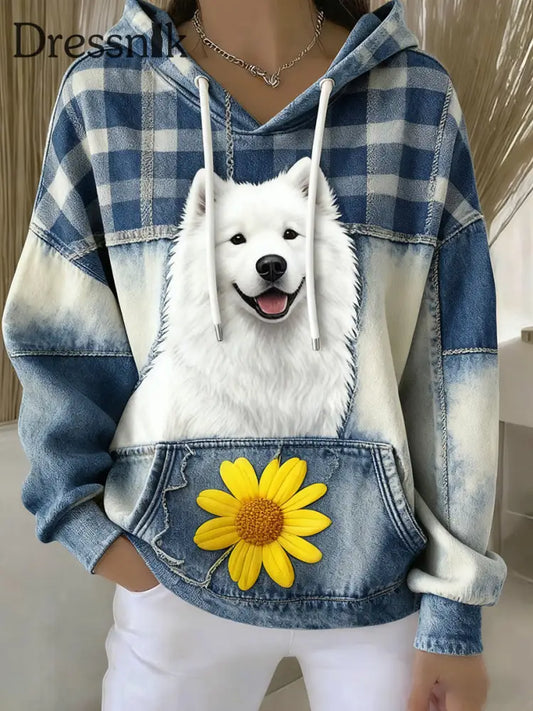 Damen Vintage Tier kunst druck Casual Retro Hoodie A / S