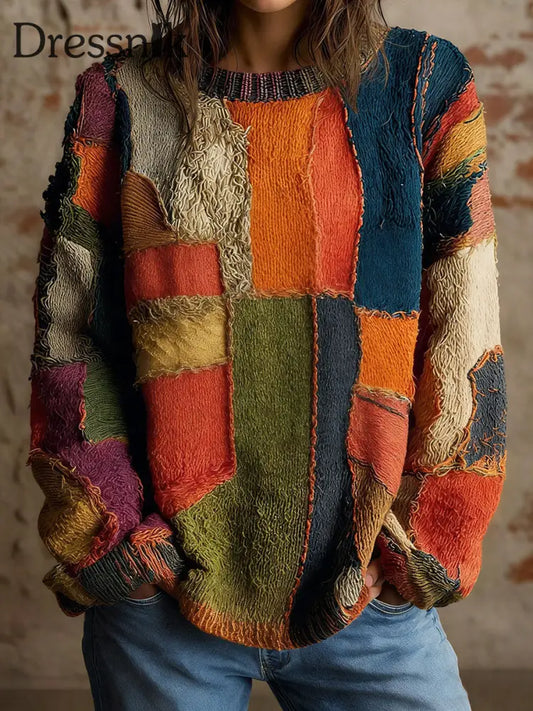 Damen-Vintage-Tops mit geometrischem Druck als bild / S