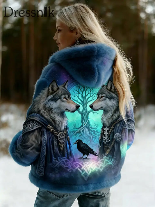 Damen Vintage Viking Celtic Style gemusterte Flanell jacke A / S