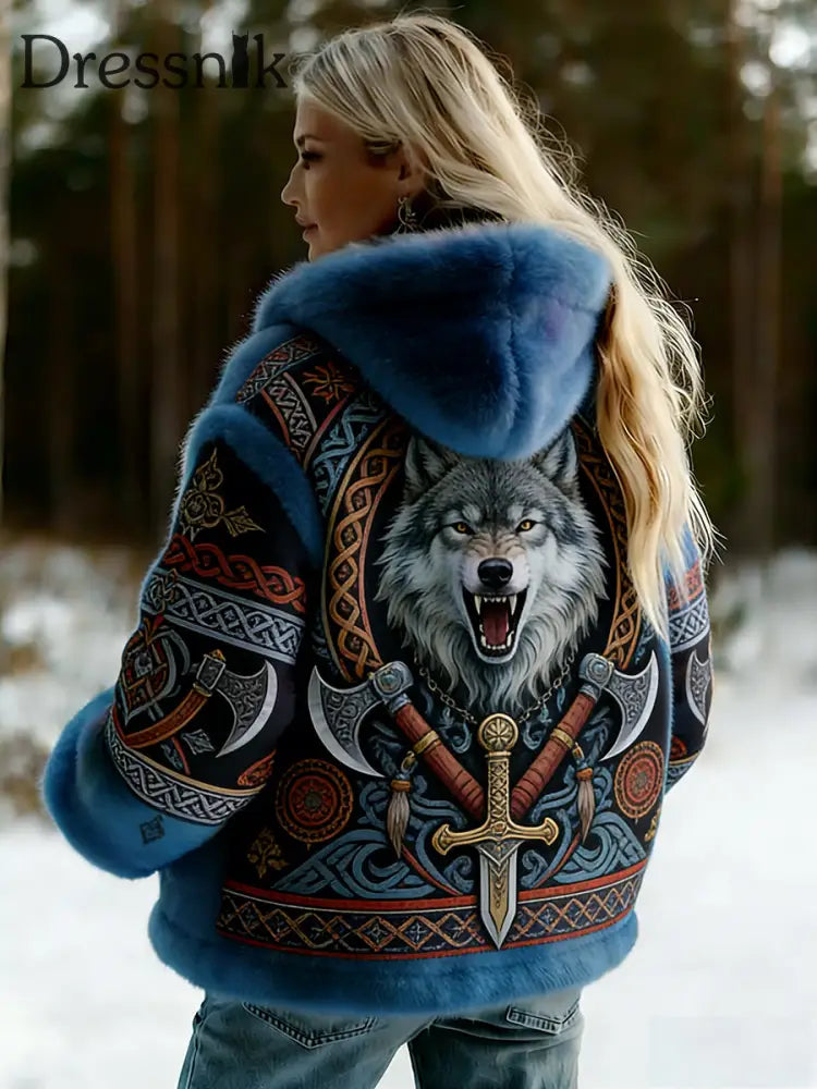 Damen Vintage Viking Celtic Style gemusterte Flanell jacke A / S