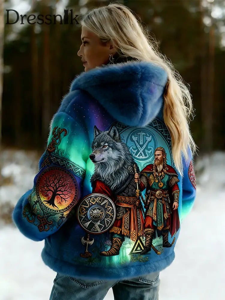 Damen Vintage Viking Celtic Style gemusterte Flanell jacke A / S