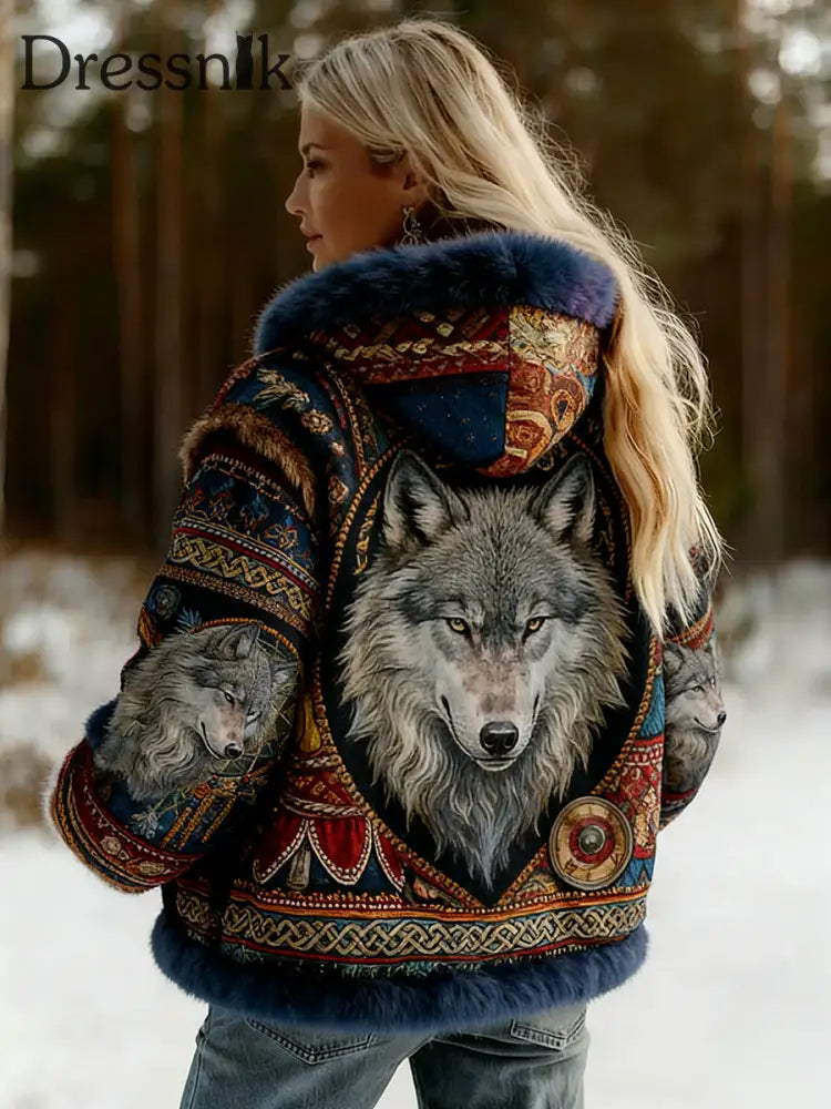 Damen Vintage Viking Celtic Style gemusterte Flanell jacke A / S