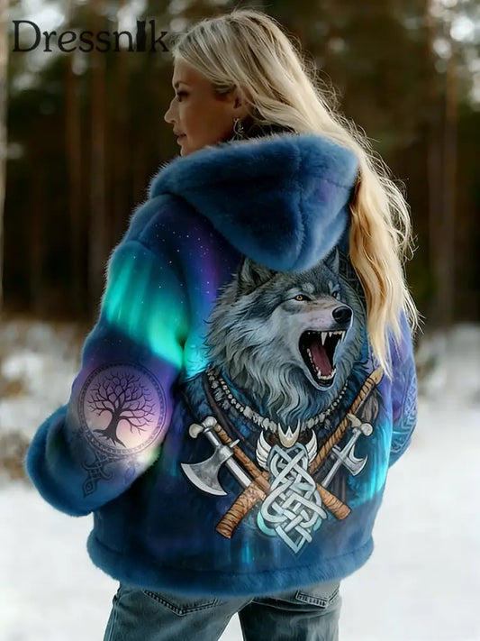 Damen Vintage Viking Celtic Style gemusterte Flanell jacke A / S