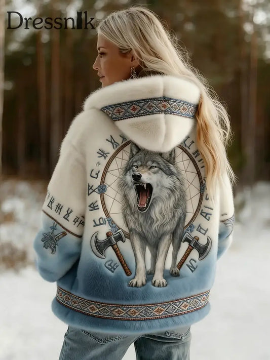 Damen Vintage Viking Celtic Style gemusterte Flanell jacke A / S