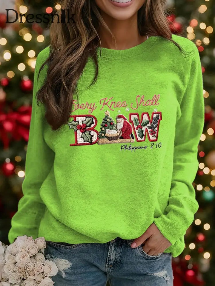 Damen-Weihnachten kombiniert mit Raglan-Ärmel-Sweatshirt mit Glaubens druck Grün / S