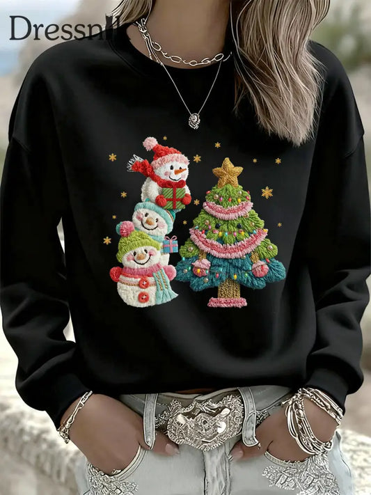 Damen Weihnachten Vintage Tier Blumen kunst Casual Sweatshirt Top A / S
