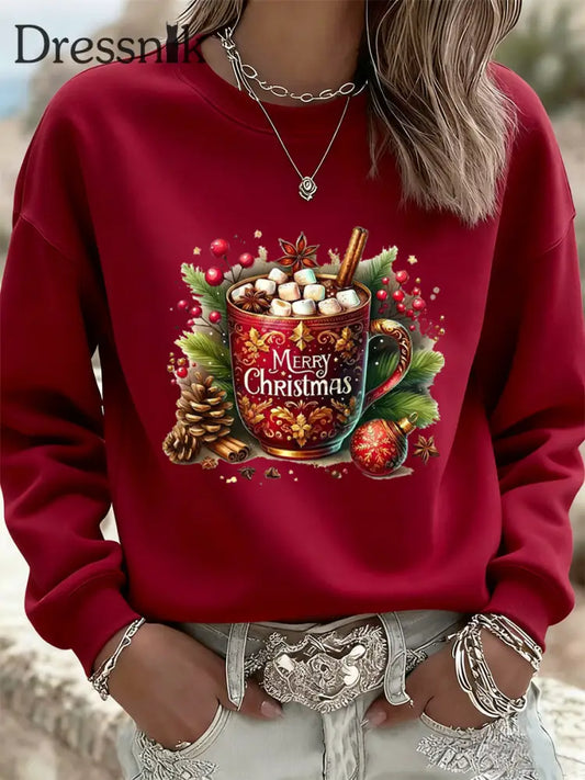 Damen Weihnachten Vintage Tier Blumen kunst Casual Sweatshirt Top A / S