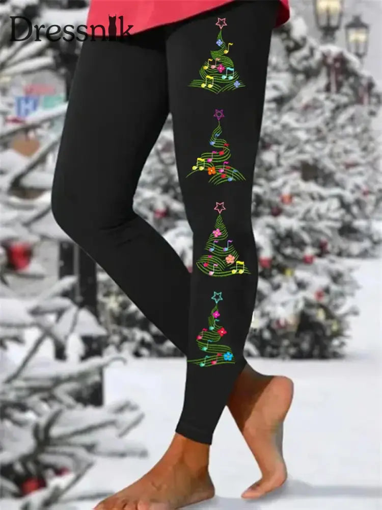 Damen Weihnachts Baum Print Mode Leggings A / S