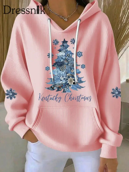 Damen-Weihnachts-Bedruckte Tops Hellrosa / S