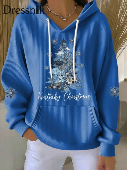 Damen-Weihnachts-Bedruckte Tops Marineblau / S