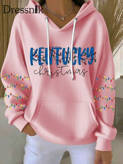 Damen-Weihnachts-Bedruckte Tops Rosa / S