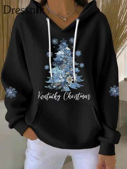 Damen-Weihnachts-Bedruckte Tops Schwarz / S