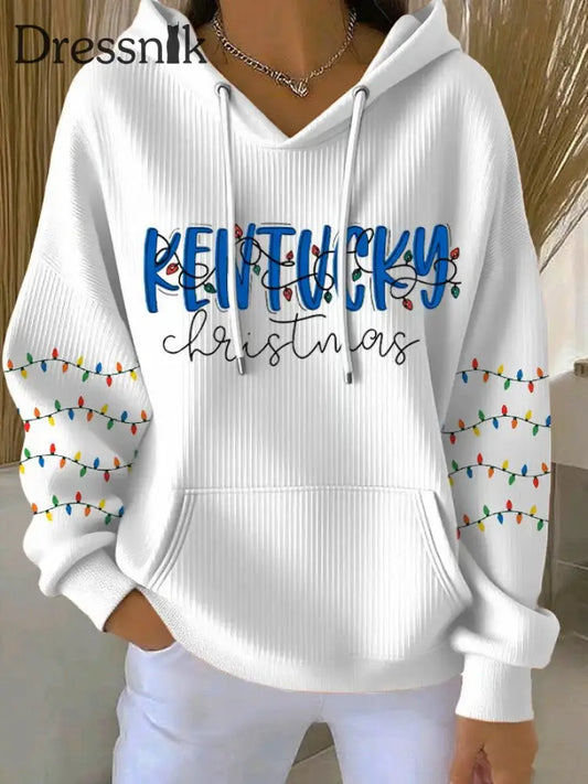 Damen-Weihnachts-Bedruckte Tops Weiß / S