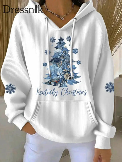 Damen-Weihnachts-Bedruckte Tops Weiß / S