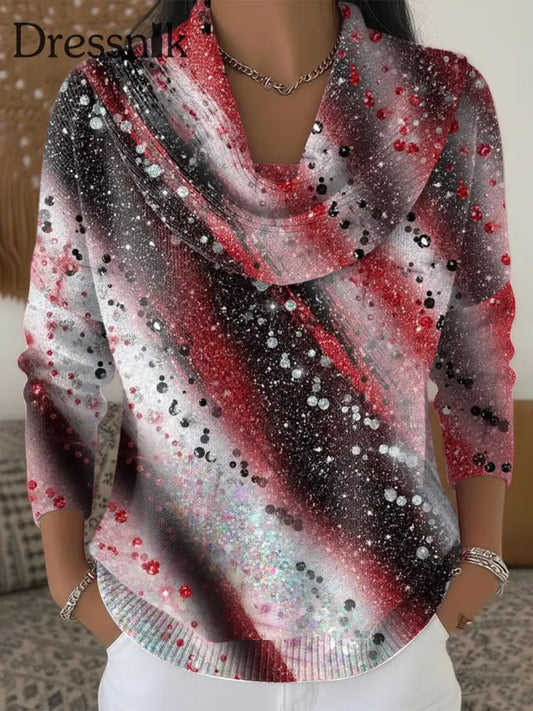 Damen-Weihnachts-Diagonal-Streifen-Freizeit-Pullover mehrfarbig / S