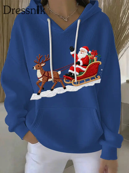 Damen Weihnachts druck Casual Hoodie Blau / S