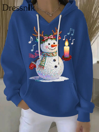 Damen Weihnachts druck Casual Hoodie Blau / S