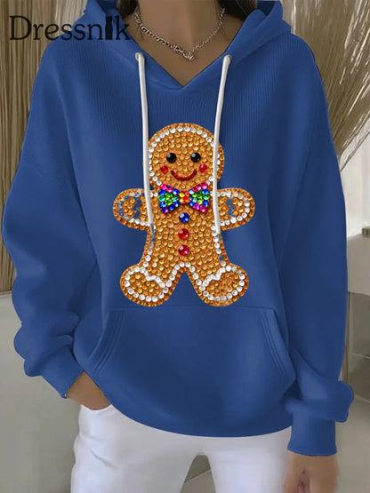Damen Weihnachts druck Casual Hoodie Blau / S